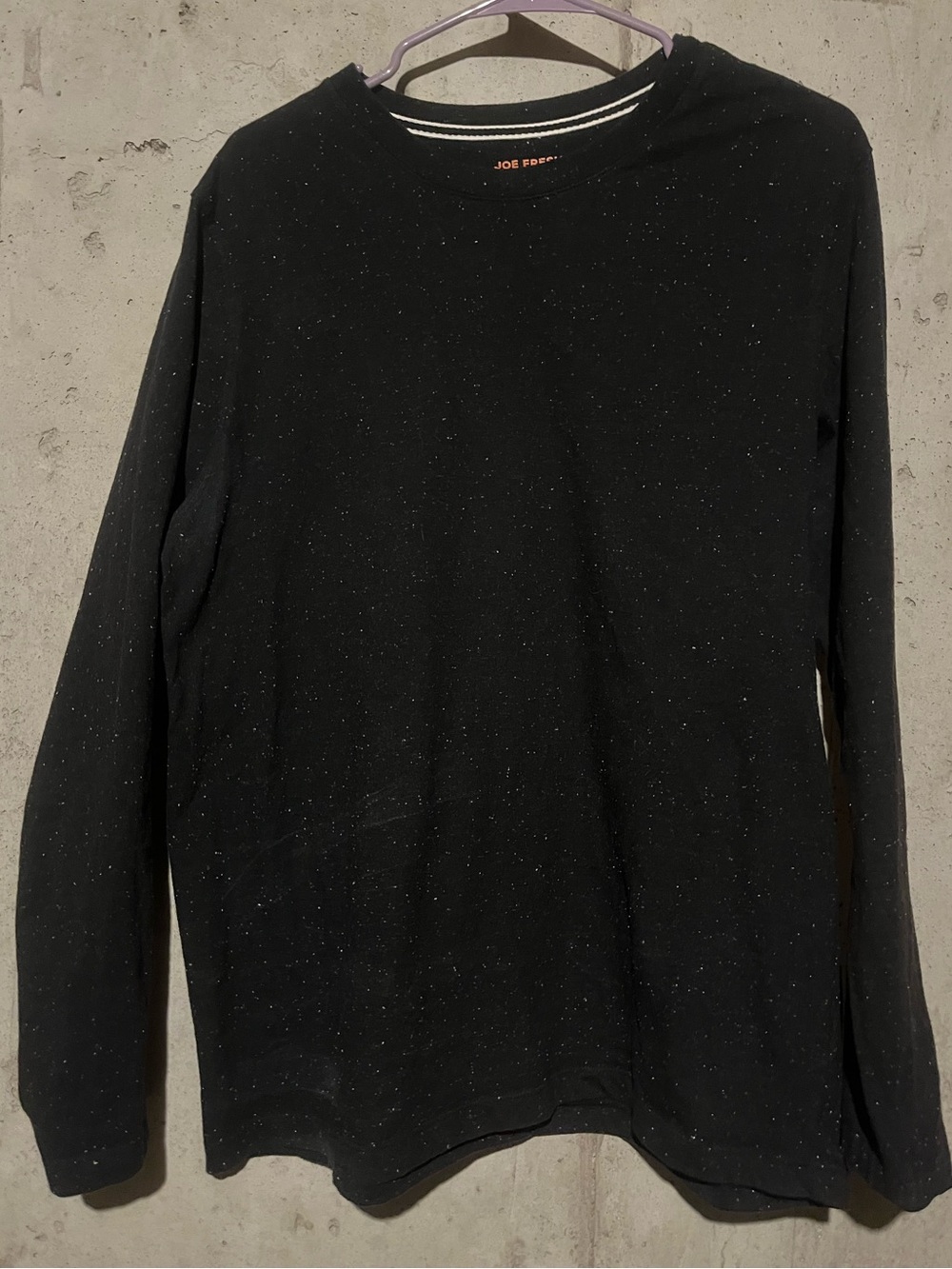 Joe Fresh Black Speckled Long-Sleeve Crewneck